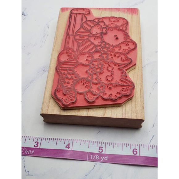 Cute Bunny's Armed with Love DOTS Wood Mounted Rubber Stamp U107 - Picture 7 of 7